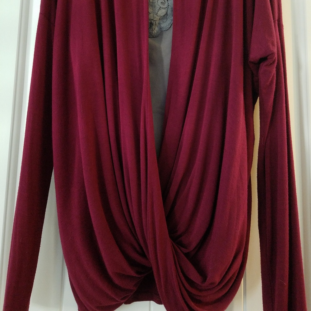 Burgundy Surplice Blouse